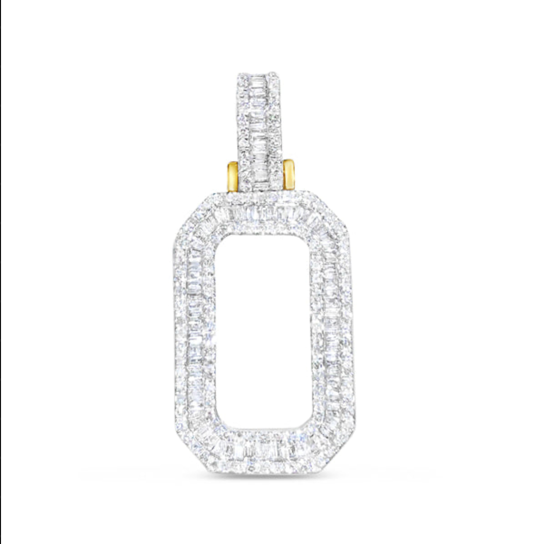 10K 1" Yellow Gold Diamond Baguette Initial Pendants