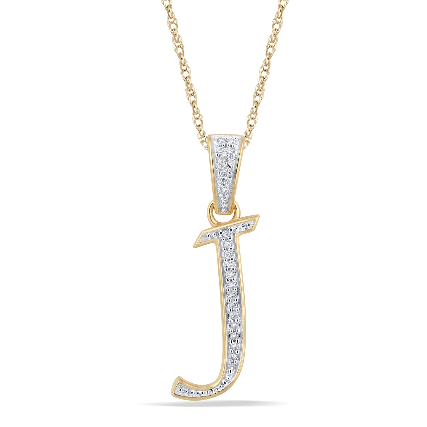 10K 1" Yellow Gold Diamond Cursive Initial Pendants
