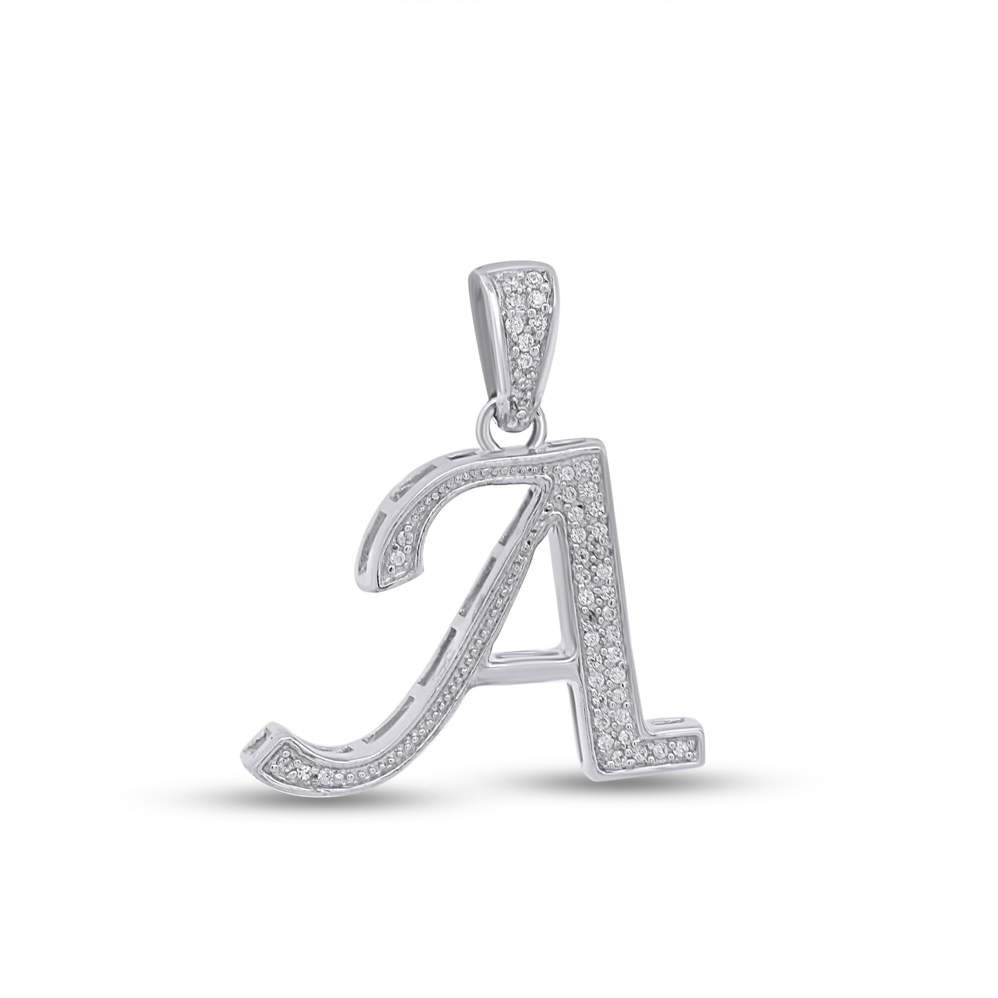 10K 1" Yellow Gold Diamond Cursive Initial Pendants