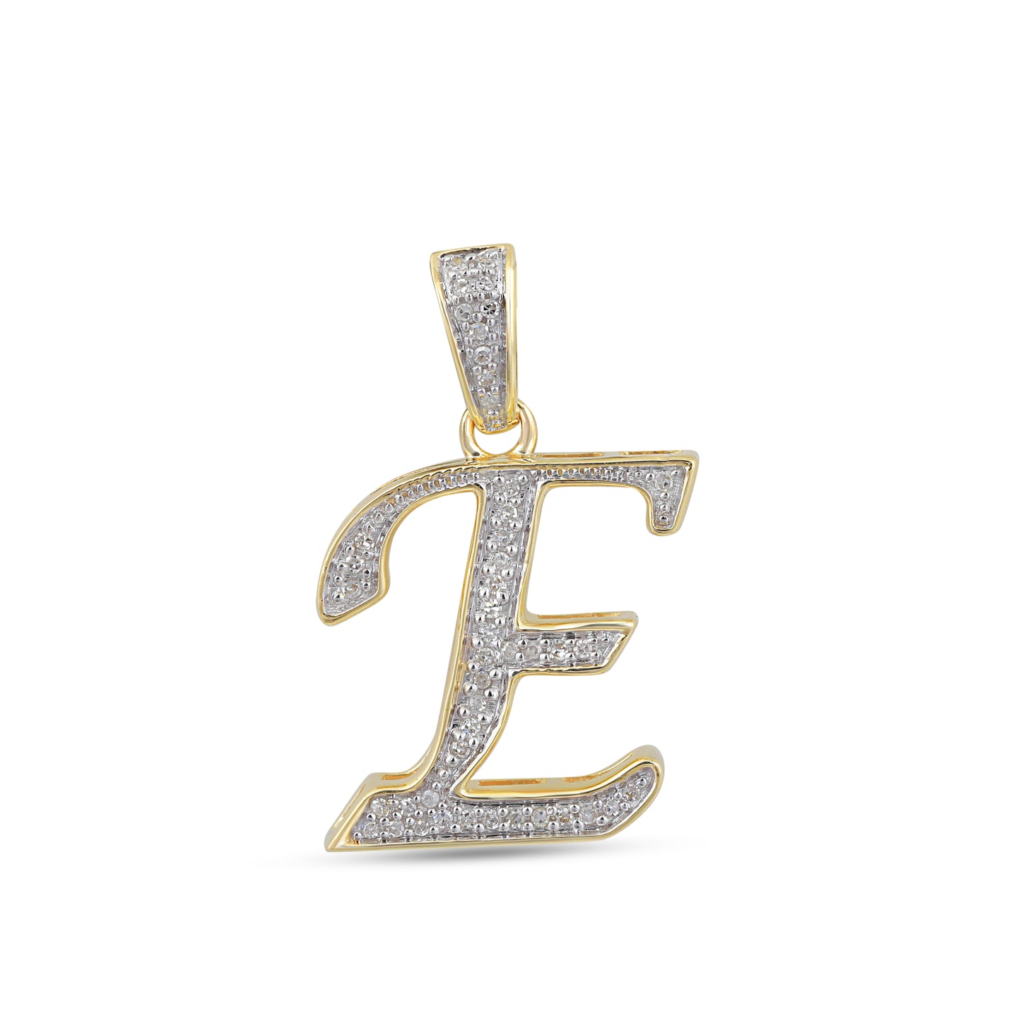 10K 1" Yellow Gold Diamond Cursive Initial Pendants