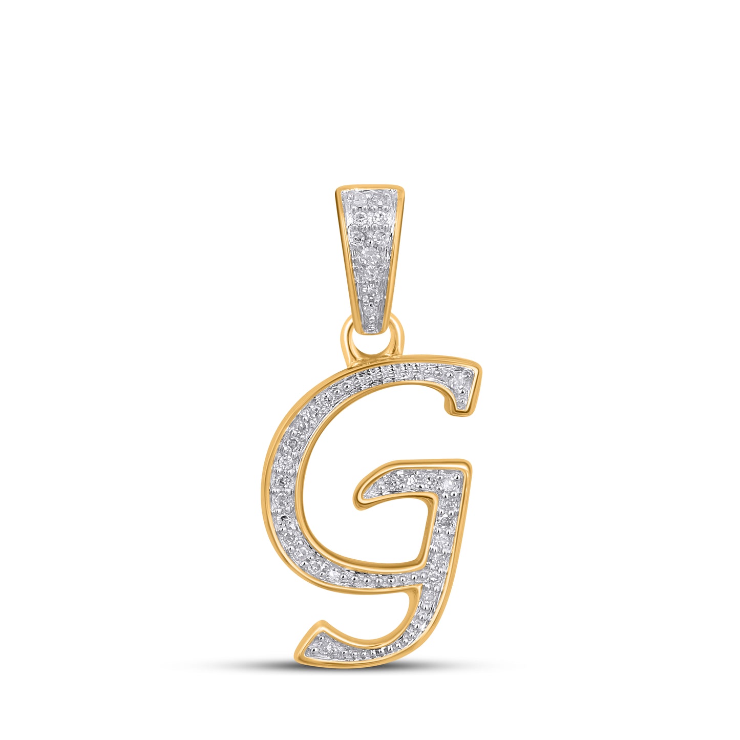 10K 1" Yellow Gold Diamond Cursive Initial Pendants