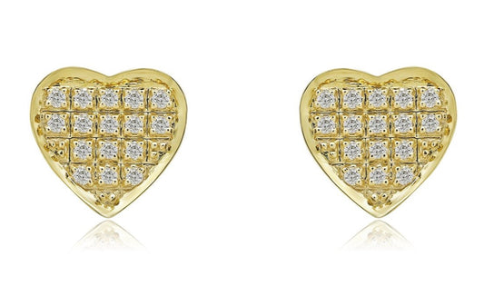 10K 0.05CT 6MM Yellow Gold Diamond Heart Screw-Back Earrings