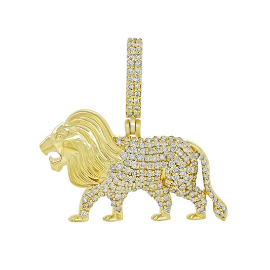 10K 0.52CT Yellow Gold Diamond Lion Pendant