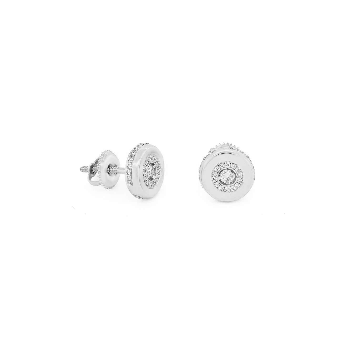 14K 0.32CT 8MM Round Yellow Gold Diamond Screw-Back Earrings