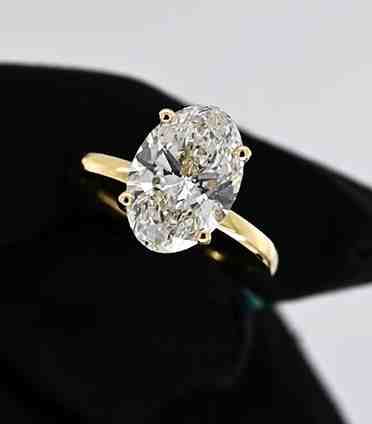 14K 3.08CT Oval Cut Solitaire Yellow Gold Engagement Ring