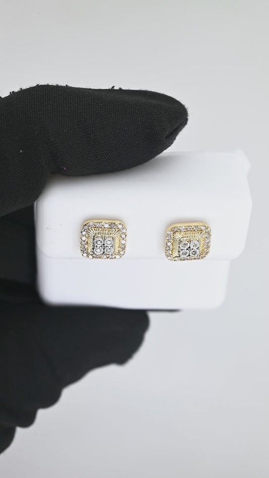 14K 0.38CT 8MM Square Diamond Screw-Back Earrings