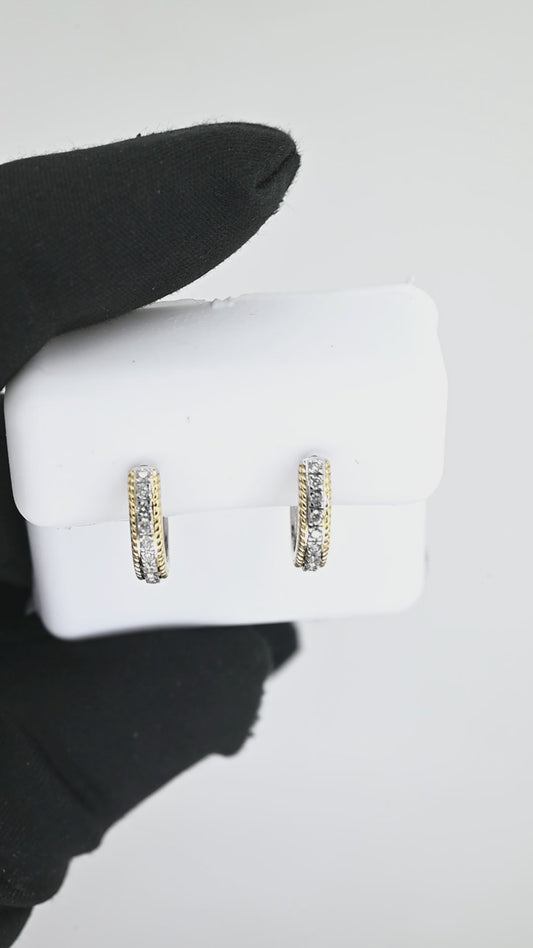14K 0.25CT 13MM Two-Tone Gold Diamond Earrings