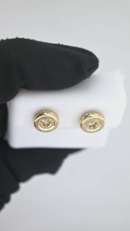 14K 0.32CT 8MM Round Yellow Gold Diamond Screw-Back Earrings