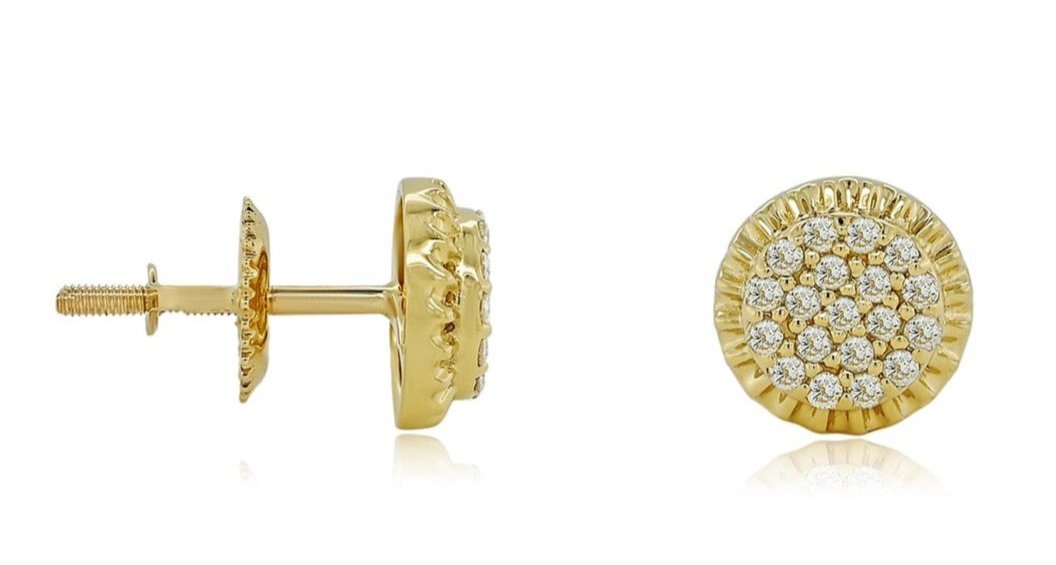 14K 0.26CT Yellow Gold Round Diamond Screw-Back Earrings
