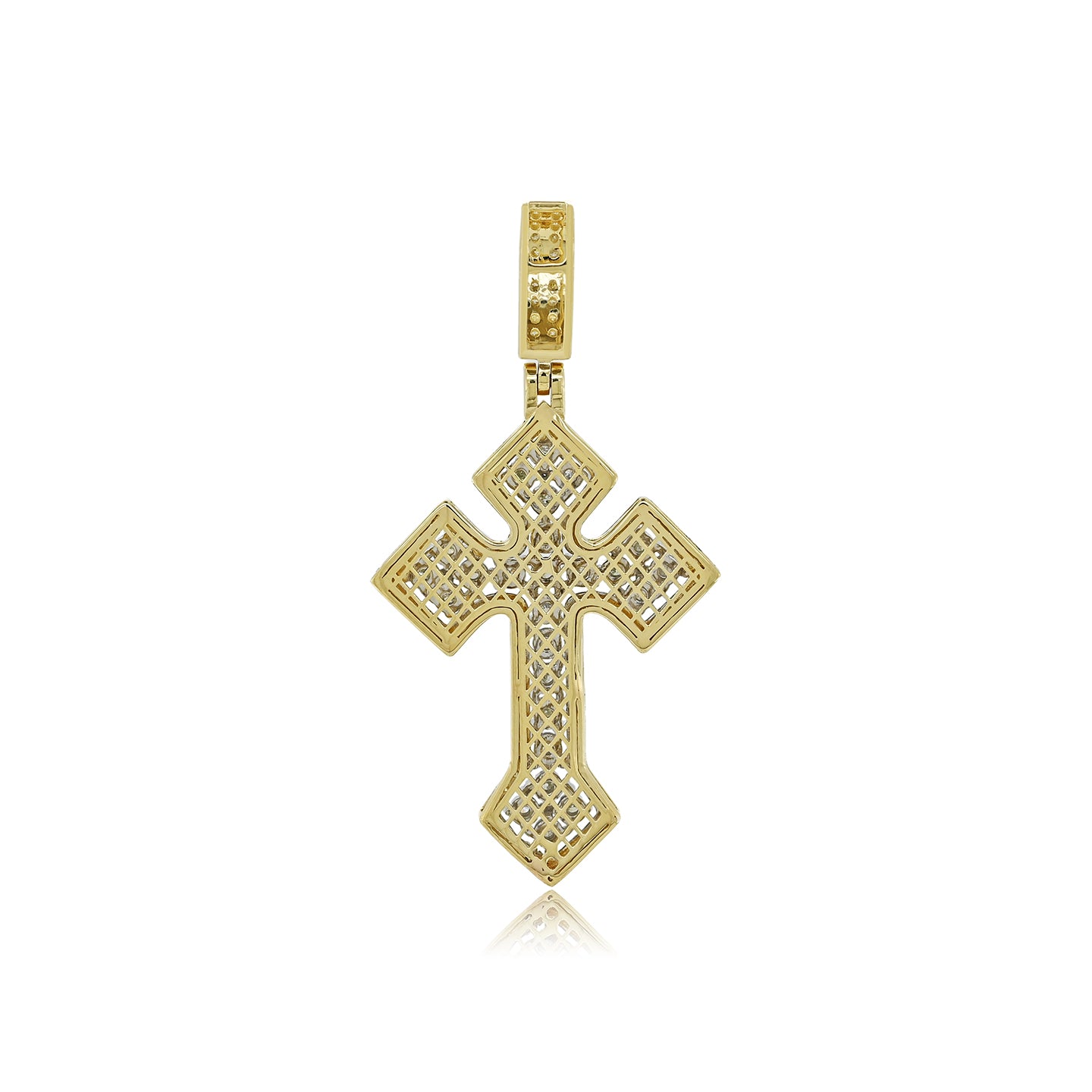 14K 0.79CT Two-Tone Diamond Cross Pendant