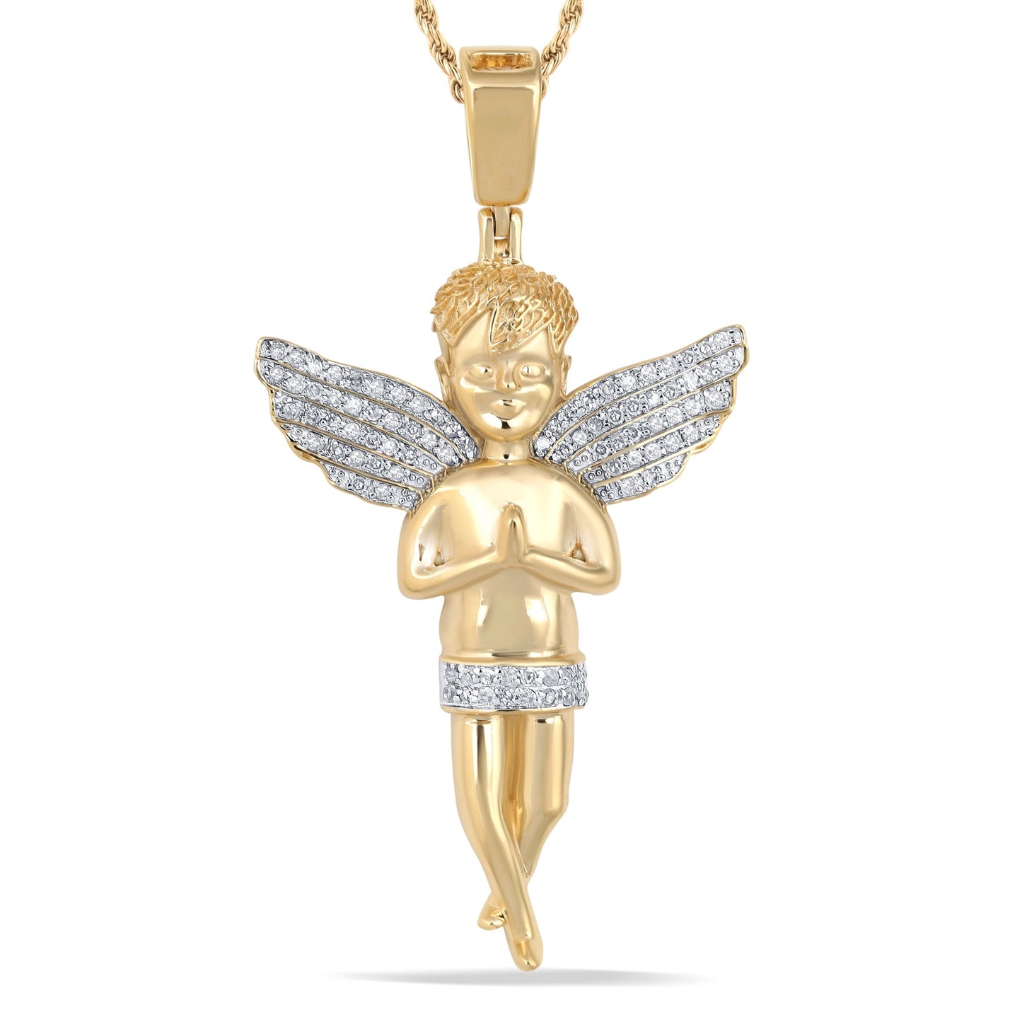 10K 0.25CT Yellow Gold Diamond Angel Pendant