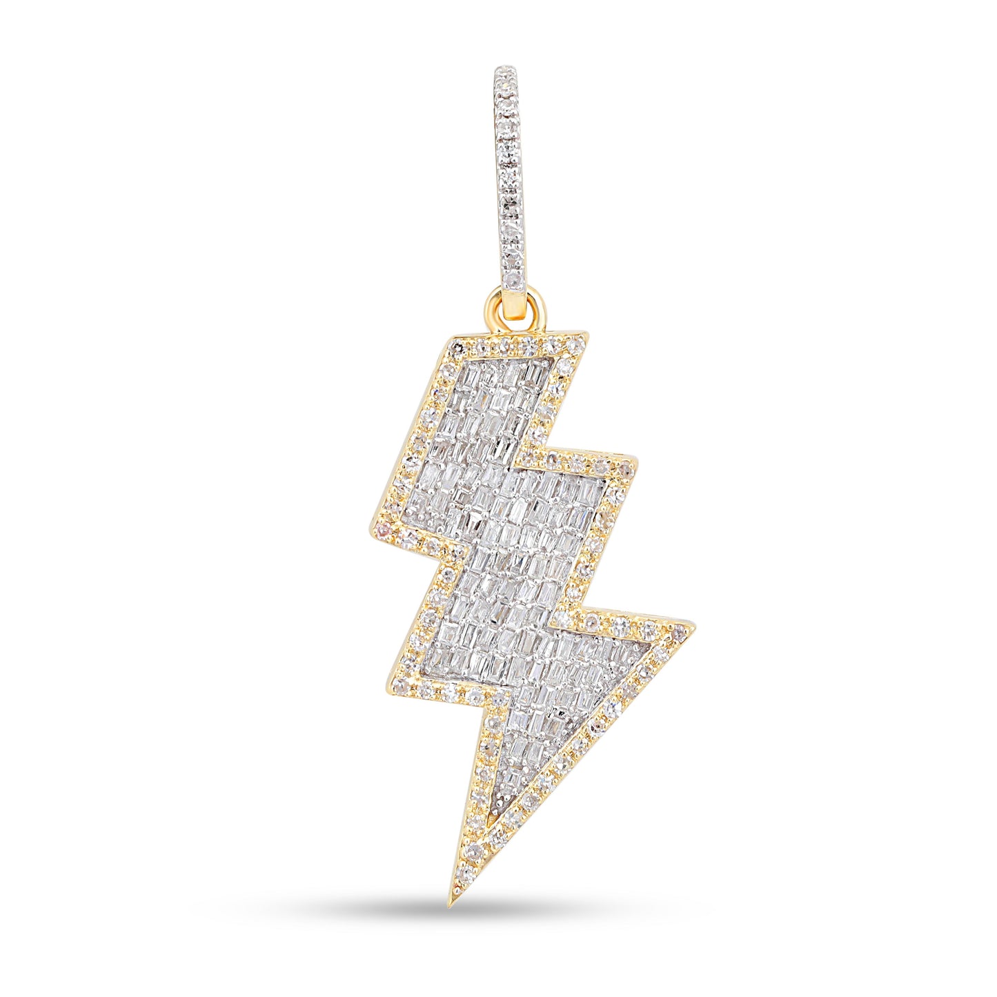 10K 0.51CT Yellow Gold Two-Tone Diamond Baguette Lightning Pendant