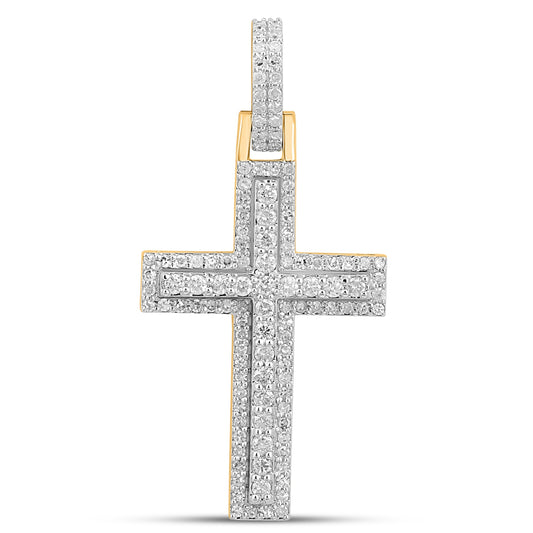 10K 0.87CT 1.5" Diamond Cross Gold Pendant