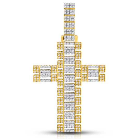 10K 1.10CT 2" Two-Tone Diamond Gold Cross