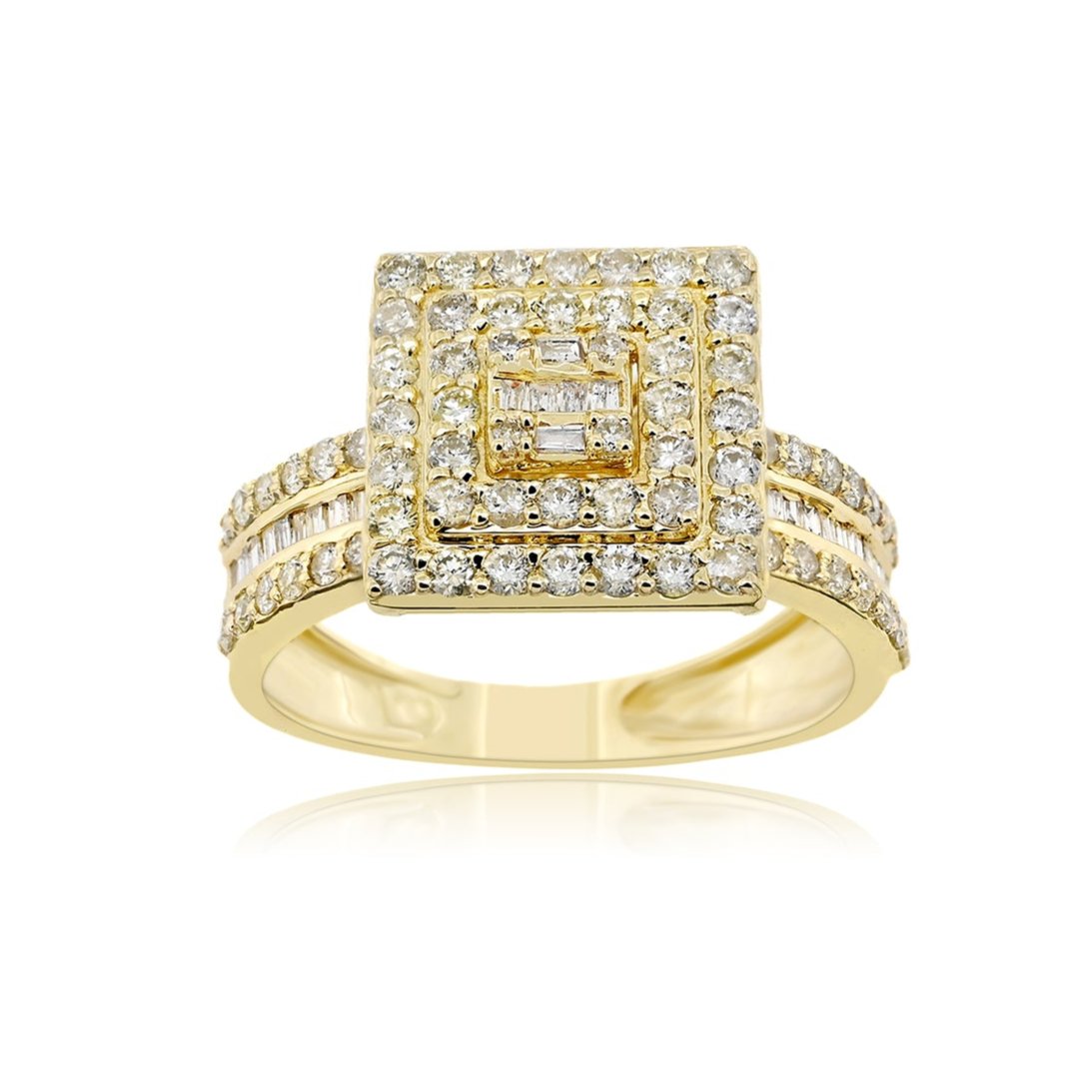 10K 1.21CT Diamond Square Baguette Ring