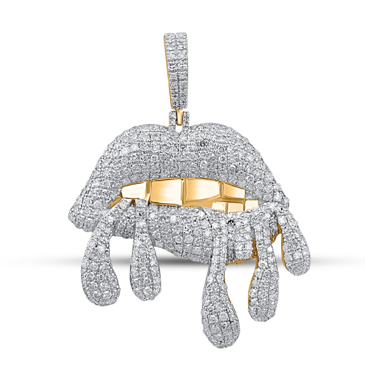 10K 1.24CT Diamond Drip Lips Gold Pendant