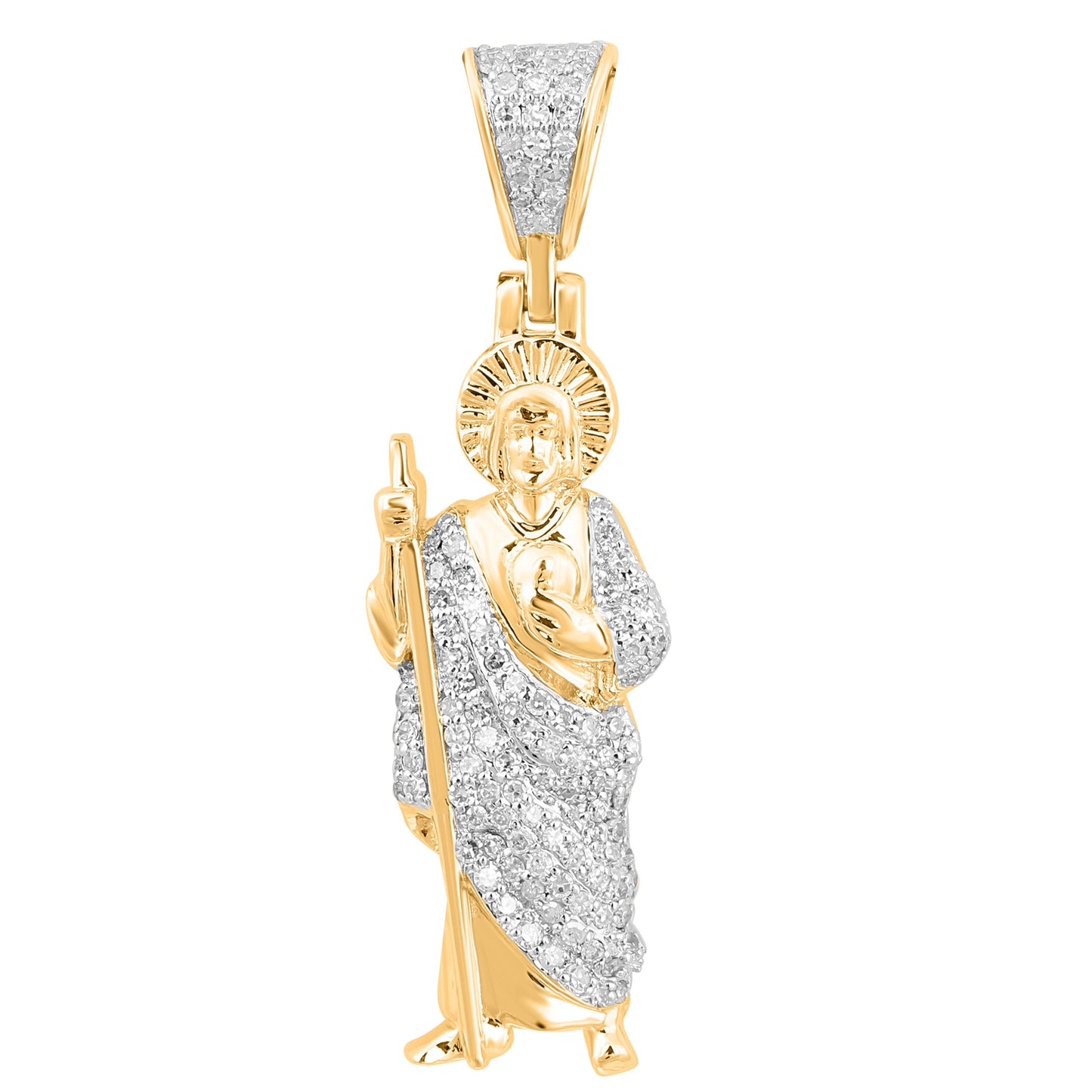 14K 0.35CT 1.4" Diamond Saint Jude Gold Pendant