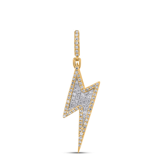 10K 0.24CT 1.3" Two-Tone Gold Diamond Lightening Pendant