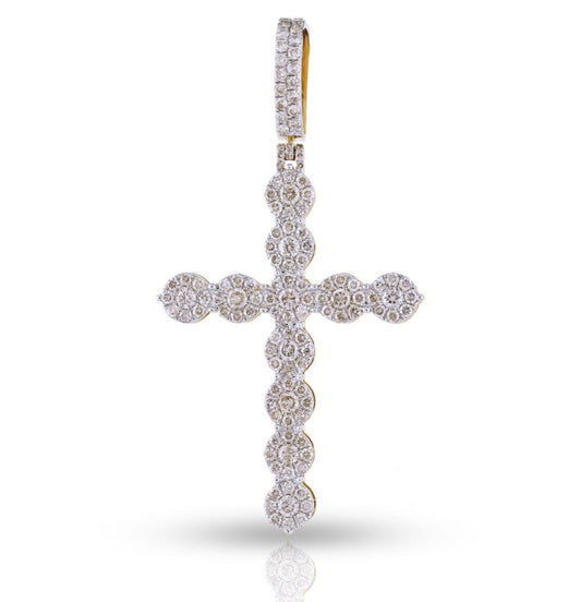 10K 1.81CT 2" Yellow Gold Diamond Cross Pendant