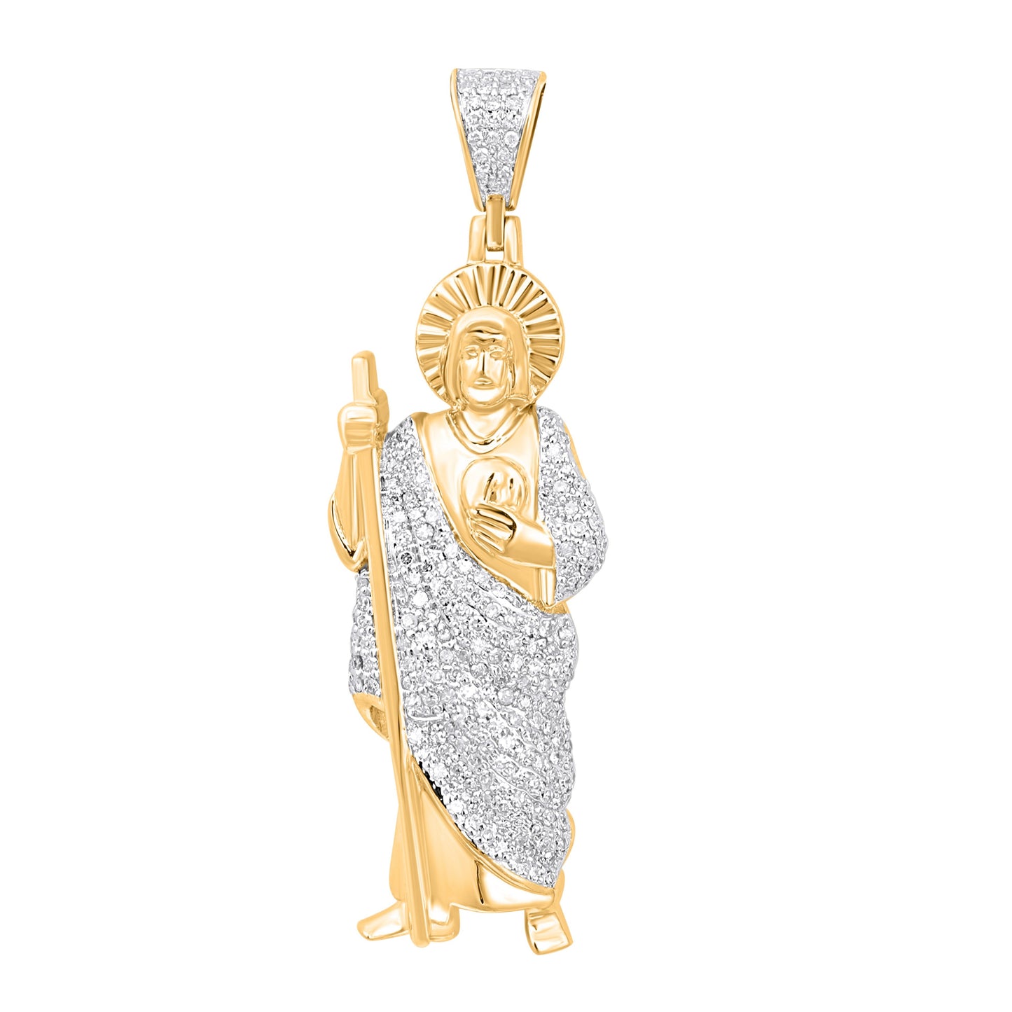 14K 0.75CT 1.8" Diamond Saint Jude Gold Pendant