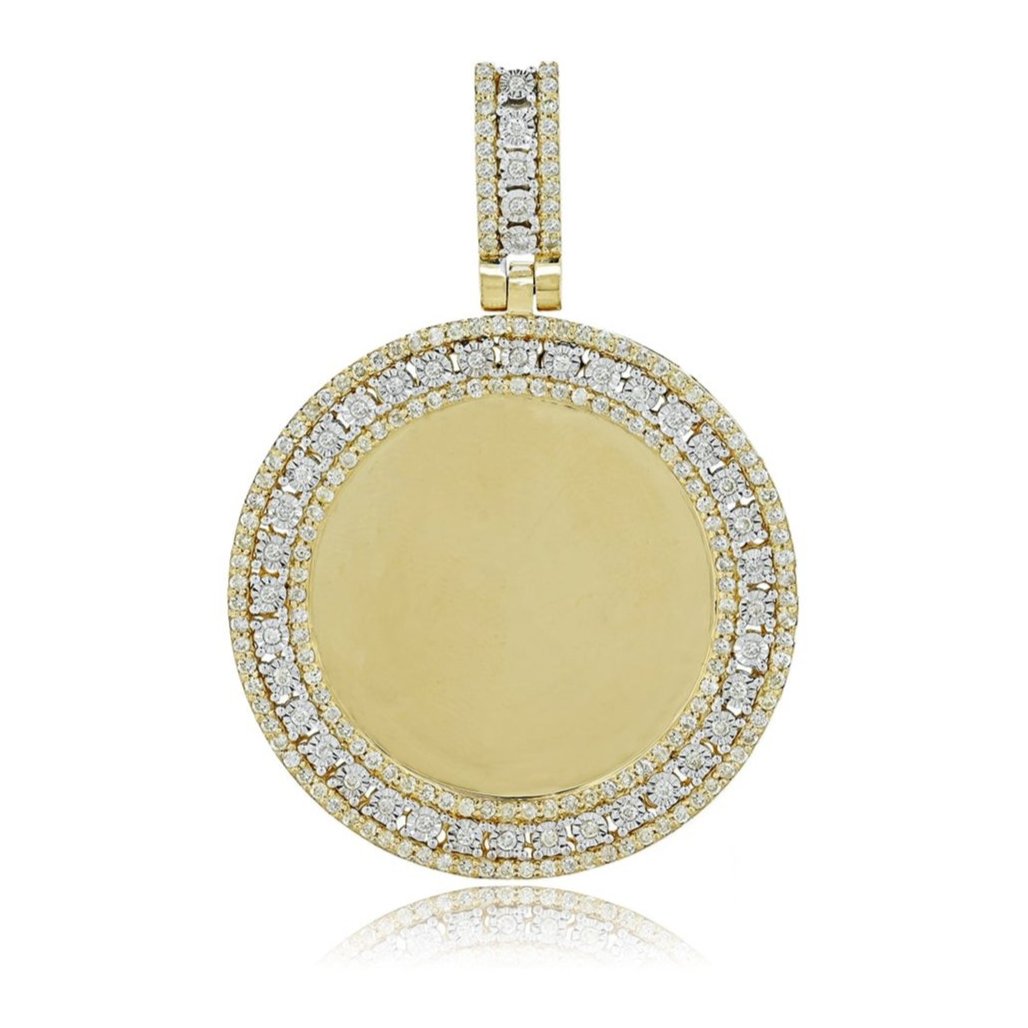 10K 1.78CT Two-Tone Round Memory Pendant