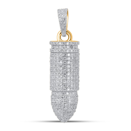 10K 0.95CT 1.4" Yellow Gold Diamond Bullet Pendant