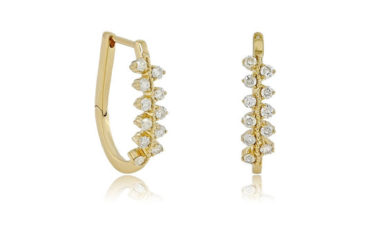 -14K 0.25CT Yellow Gold Diamond Hoop Earrings