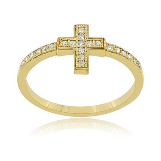 14K 0.16CT Diamond Cross Ring