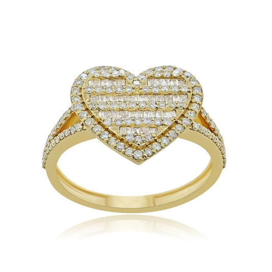 14K .75CT Diamond Baguette Heart Ring