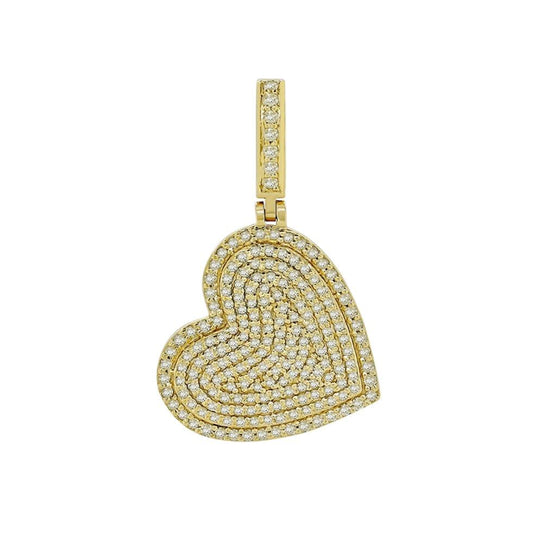 14K 0.91CT Yellow Gold Tilted Diamond Heart Pendant