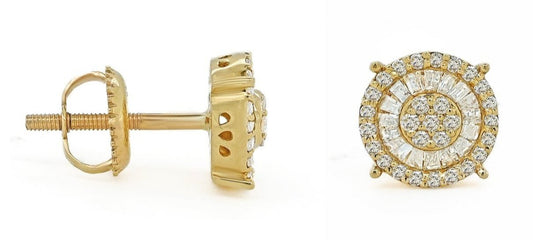 14K .45CT Yellow Gold Screw-Back Diamond Baguette Earrings