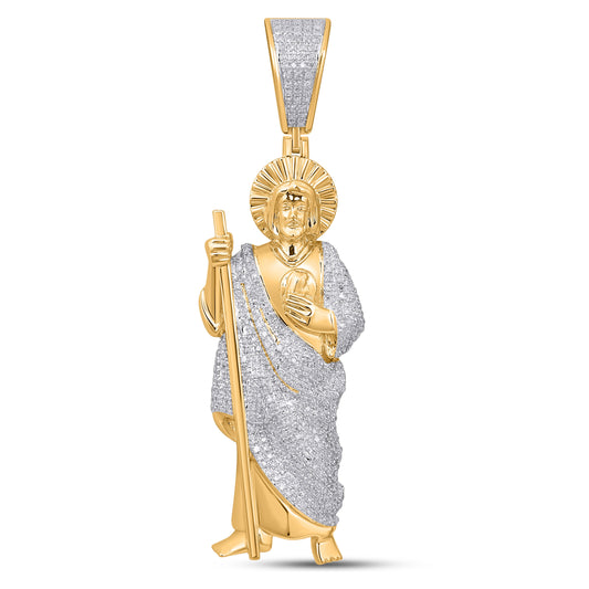 14K 1.06CT 2.6" Diamond Saint Jude Gold Pendant