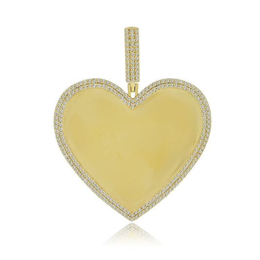 14K 2" 1.29CTYellow Gold Diamond Heart Memory Pendant