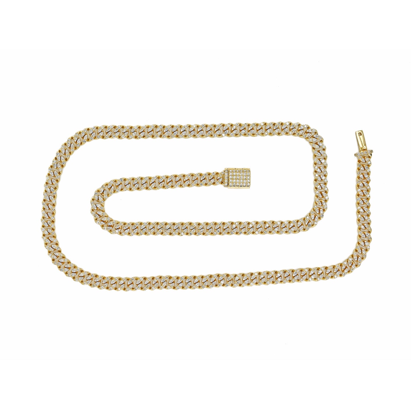 10K 8MM 20" 6.64CT Yellow Gold Diamond Cuban Link Chain