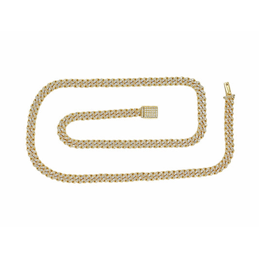 10K 8MM 20" 6.64CT Yellow Gold Diamond Cuban Link Chain