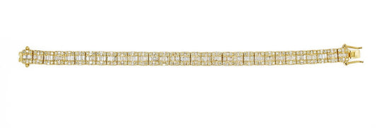 14K 7.76CT 8MM Yellow Gold Diamond Baguette Bracelet