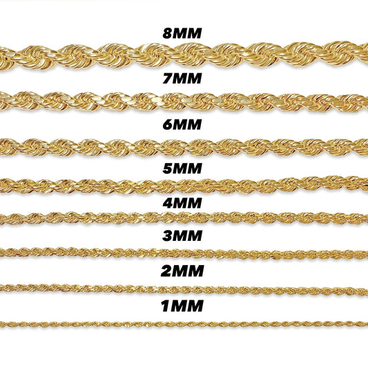 10K 6MM Gold Diamond Cut Rope Chain