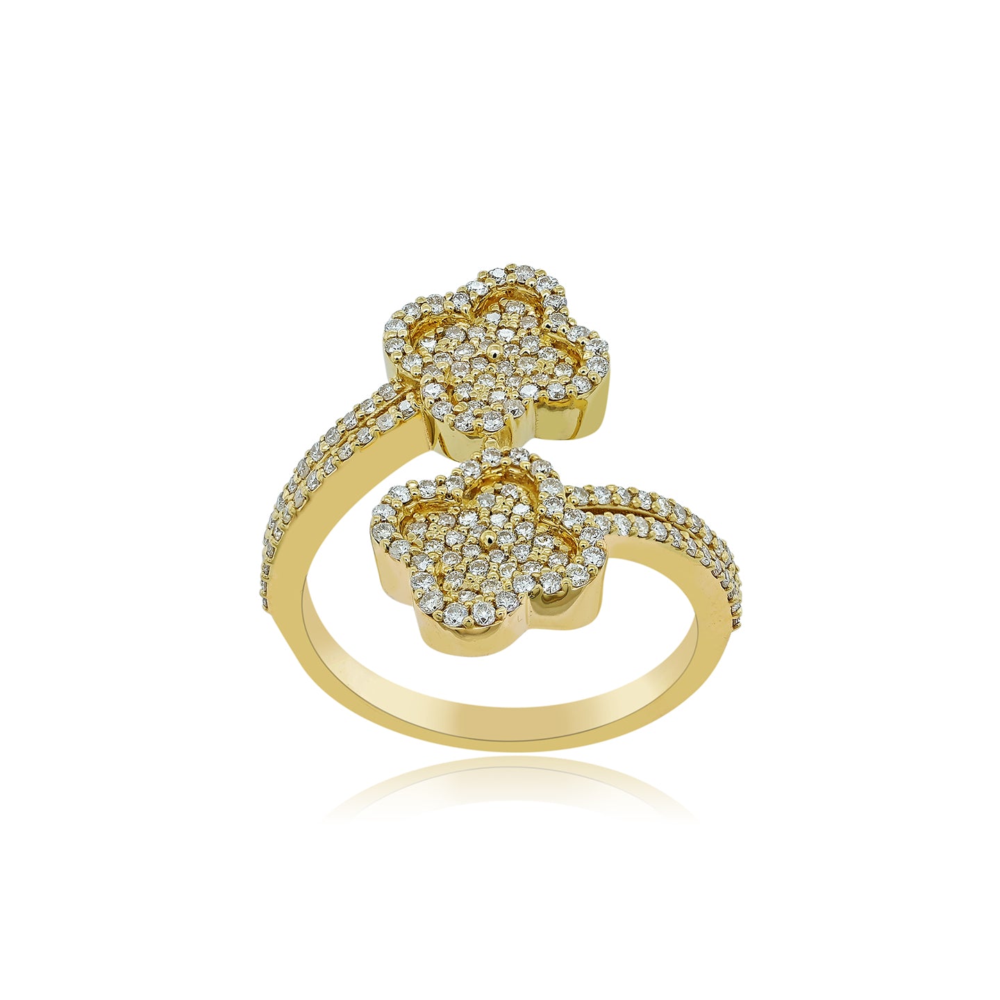 14K .77TC Yellow Gold Diamond Flower Wrap Ring