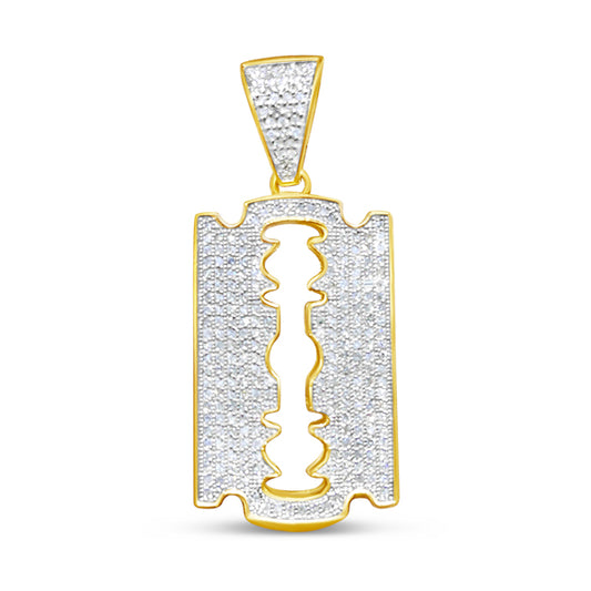 Gold Diamond Razor Blade Pendant