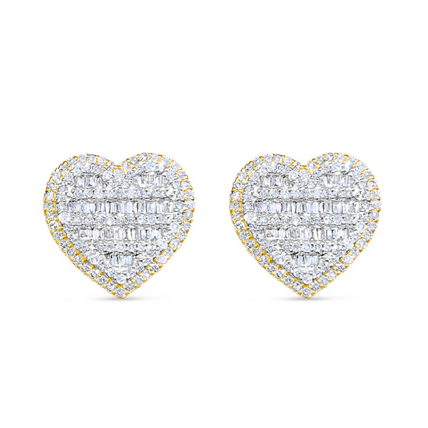 1.25CT Gold Diamond Heart Earrings