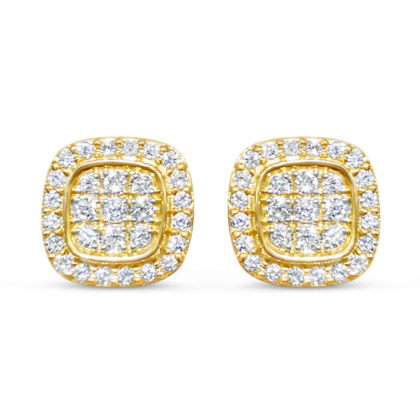 1CT Gold Diamond Square Earrings