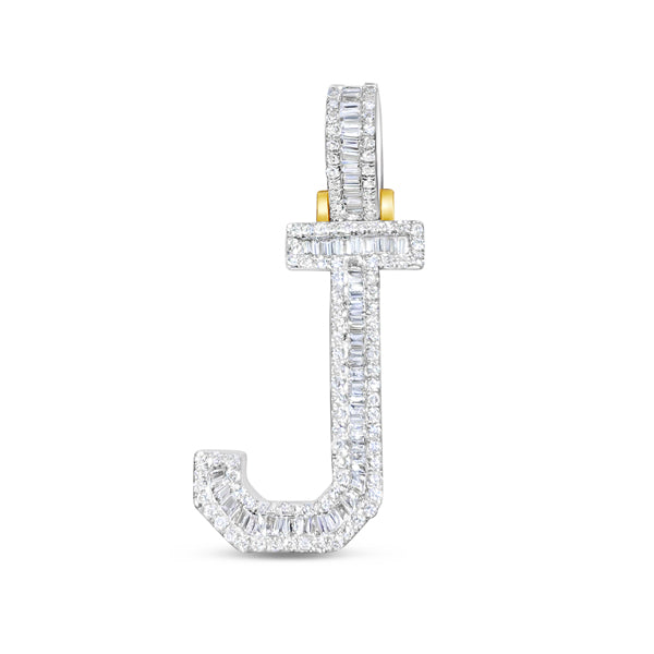 Diamond Baguette Initial J Pendant