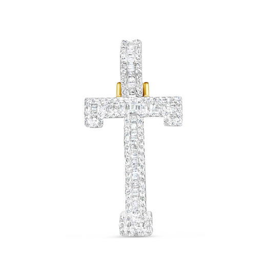 10k Yellow Gold Diamond Baguette Initial T Pendant