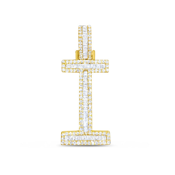 10k Yellow Gold Diamond Baguette Initial N Pendant