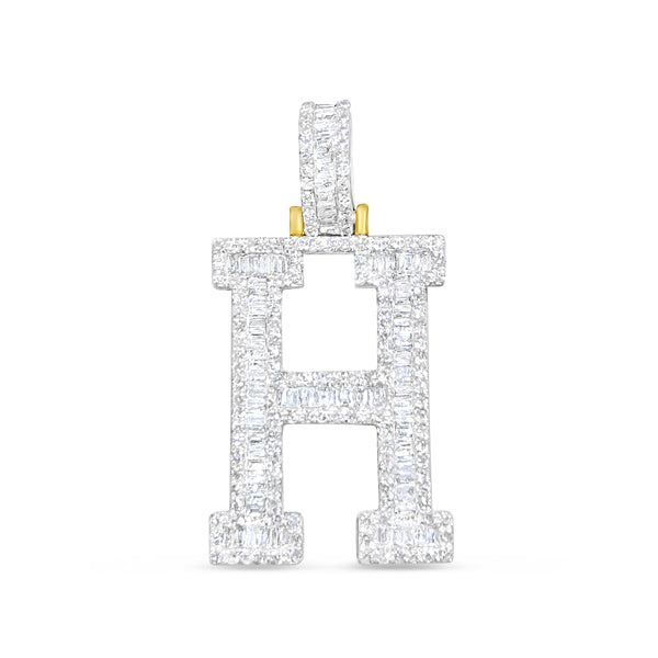 10k Gold Diamond H Pendant