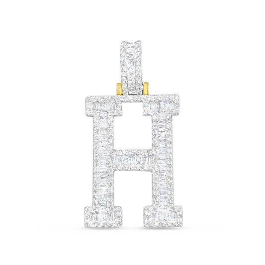 10k Gold Diamond H Pendant