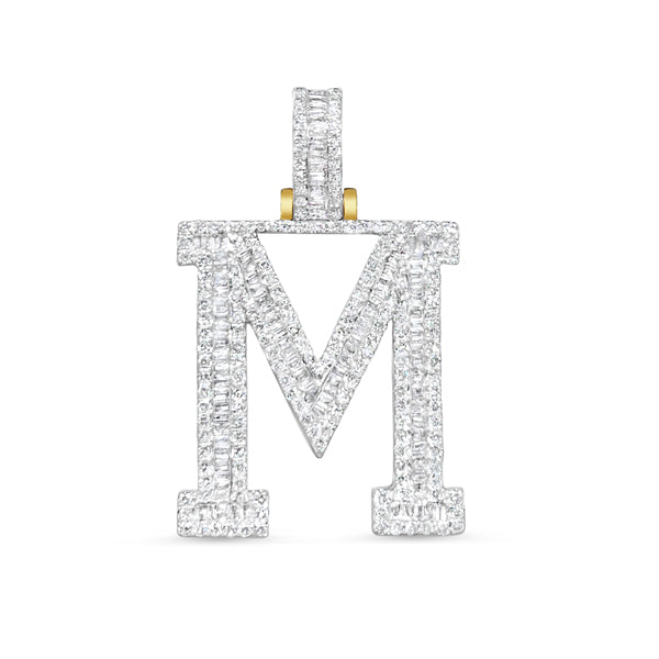 10k Gold Diamond M Pendant