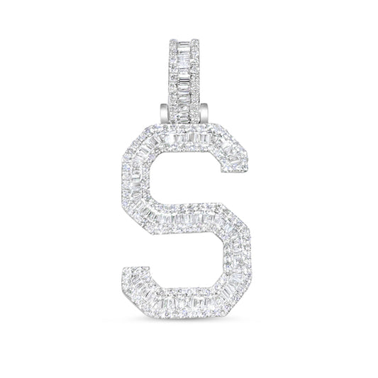 10k Yellow Gold Diamond Baguette Initial S Pendant