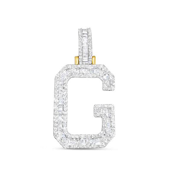 10k Yellow Gold Diamond Baguette Initial G Pendant