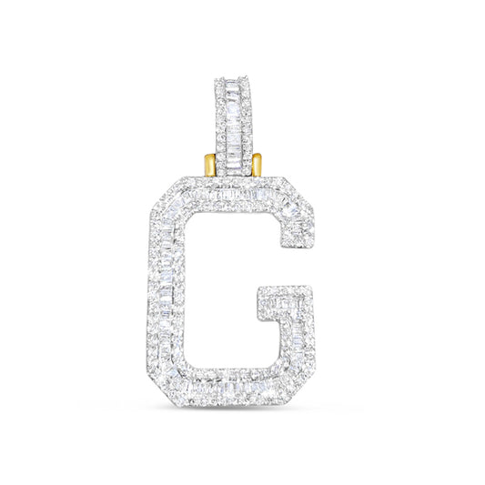 10k Yellow Gold Diamond Baguette Initial G Pendant